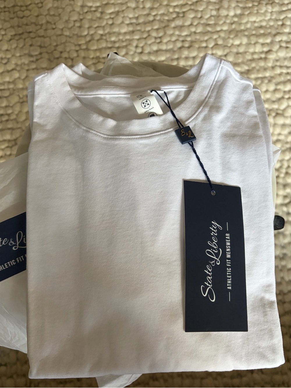State & Liberty "The Taylor" white men’s short sleeve crewneck t-shirt - Picture 1 of 3